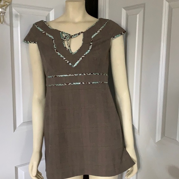𝅺JENNIFER Reale Design Brown Plaid Tunic Mini Dress Boutique Designer 6 - Picture 1 of 16